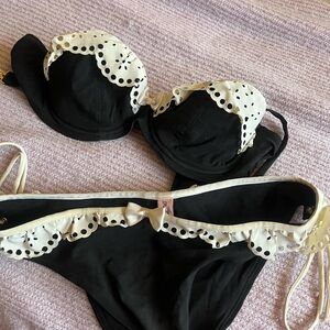 Agent Provocateur Black and Cream Bikini Set